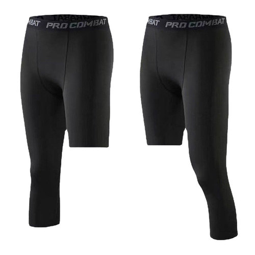 One-Leg Basketball Tight Leggings NBA Style Men's Seven-Eighth Training Fitness Leggings Breathable Sweat-Wicking Base Running Shorts