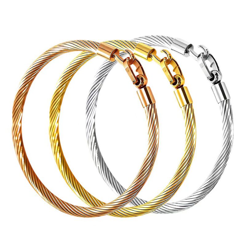 Hot-Selling Stainless Steel Bracelet for Foreign Trade, European and American Jewelry, Jesus Tag, U-Shaped Hook Clasp, Titanium Steel Bracelet, Cable Bracelet