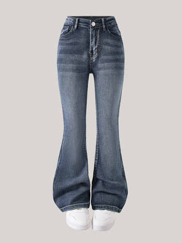 European and American Amazon teen girls fashionable new style elastic trumpet jeans fashion brand high waist and foreign style