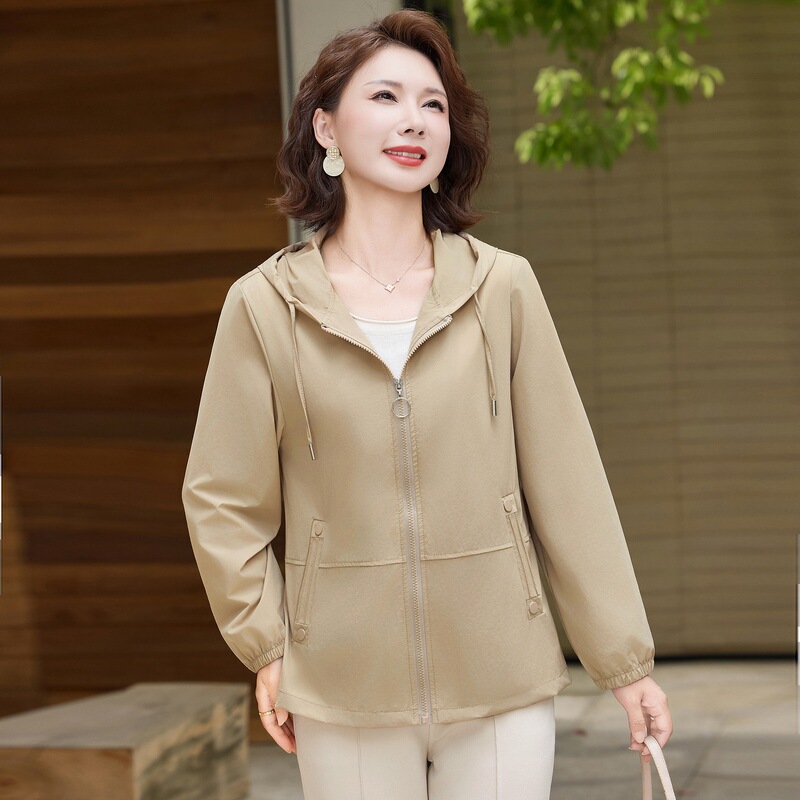 新款中年女装秋装外套时尚中老年妈妈装秋季衣服女大码宽松连帽女|undefined