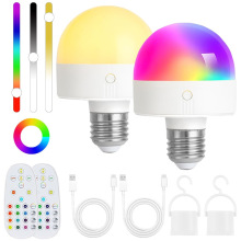 RGB可调节充电灯泡磁吸LED七彩变光球泡球泡补光节能灯智能遥控