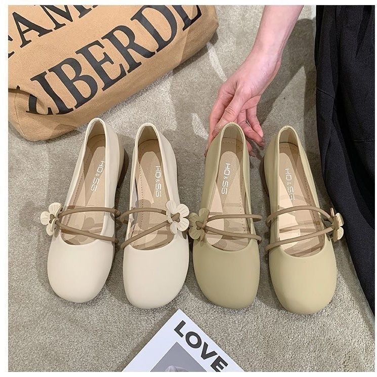 Cuero suave estilo francés nueva suela ultra suave zapatos de sol único temperamento suave zapatos de mujer con base plana