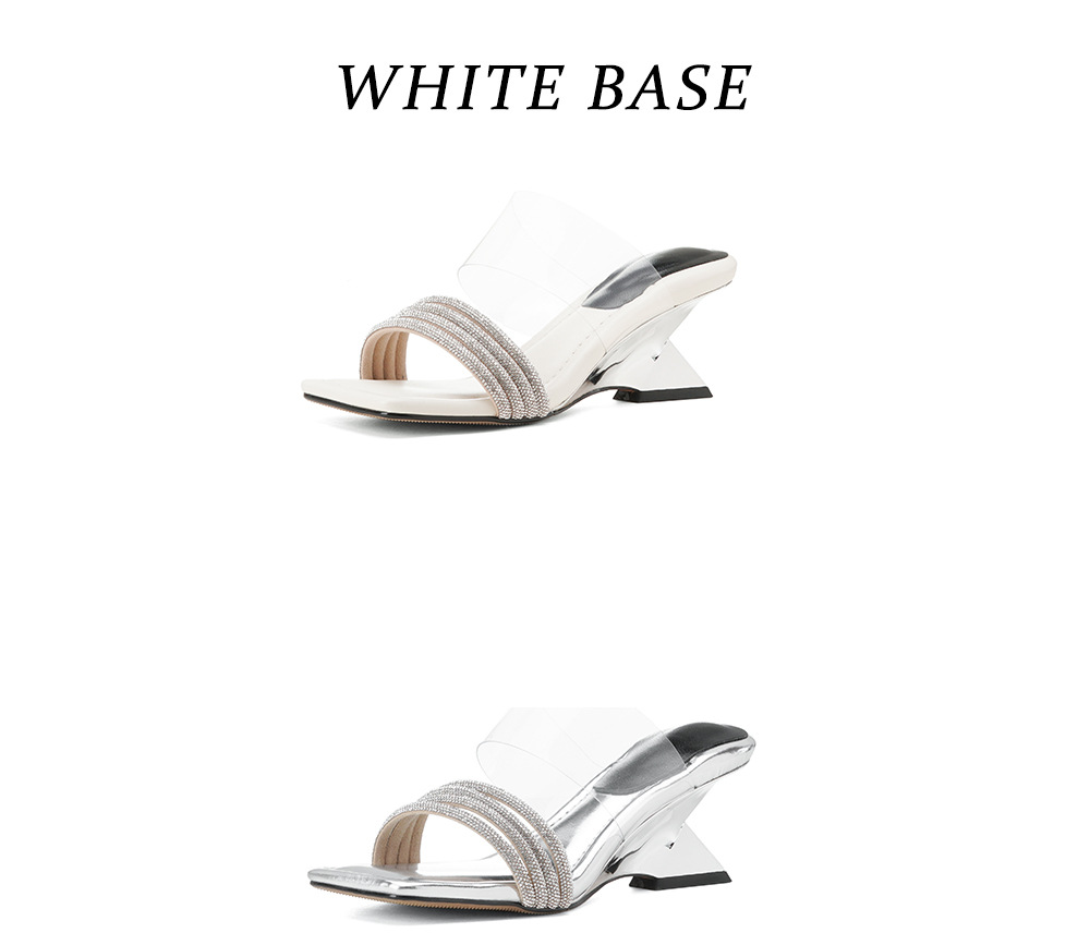 Sandal cao gót nữ mũi vuông đính đá, quai ngang trong suốt, gót 6 cm — đen chi tiết 20