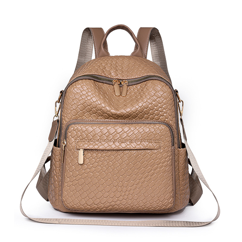 Fábrica al por mayor 2023 invierno nuevo estilo casual mujer cuero suave mochila de viaje multifuncional tejido de moda