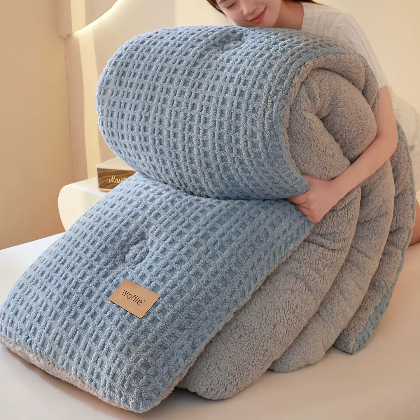 2025新款华夫格舒棉绒冬被被子被芯家用加厚保暖各平台支持代发