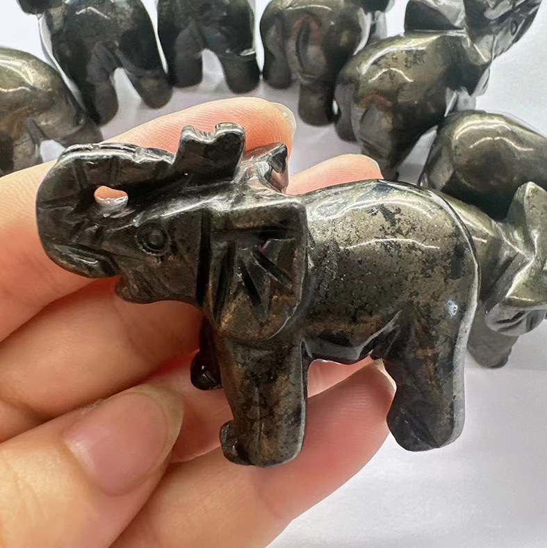 国境を越えた黄銅鉱象玉の家の装飾品水晶粉晶七彩蛍光石花緑灰瑪瑙|undefined