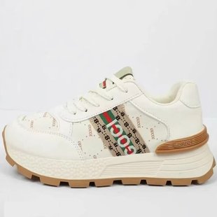2025 New Retro Hong Kong Style Splicing Printed Fashion Versatile Thick-Soled Forrest Gump Casual Dad Shoes for Women