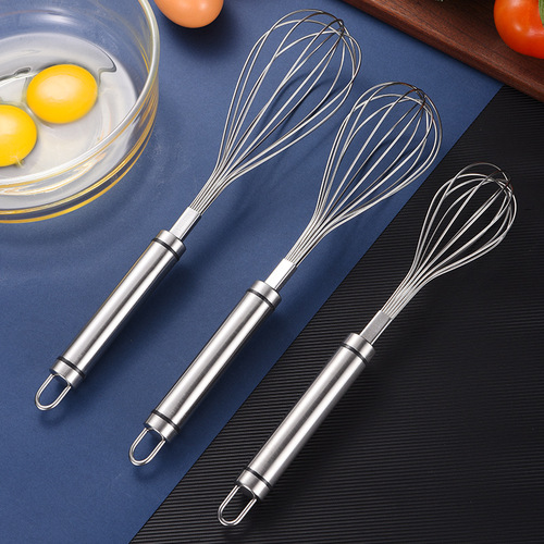 Round tube 304 stainless steel egg beater household hand mixer flour cream beater baking gadgets