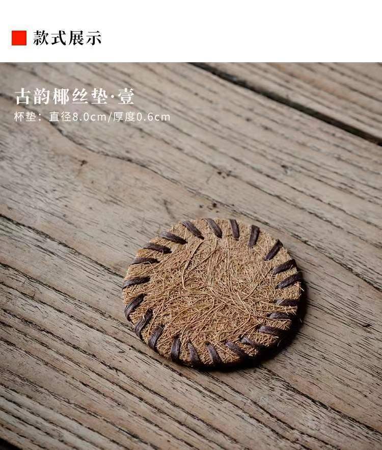 Natural de coco montaña de seda de palma de coco estera de té especial Mane estera tetera almohadilla aislante juego de té accesorios taza de té taza redonda titular de la taza