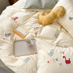 Category A maternal and infant grade cartoon 100% cotton four-piece set washed cotton pure cotton quilt cover 100% cotton children's 3-piece set Nantong Home Textiles