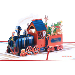 クリエイティブ立体クリスマス列車3dグリーティングカードクロスボーダーポップアップクリスマス祝日祝福紙彫刻伝言プレゼントカード