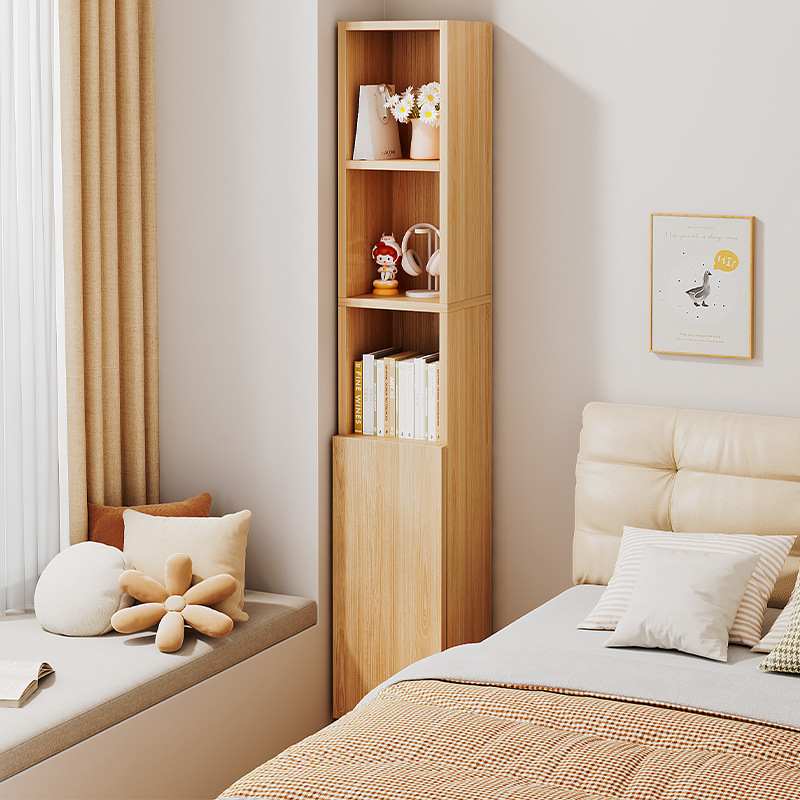 Bookshelf Floor-Standing Storage Rack Wall Small Narrow Cabinet Small Bookshelf Living Room Bookcase Wall Cabinet Storage Cabinet Narrow Cabinet