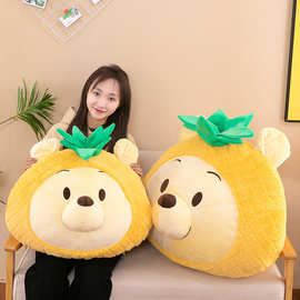 卡通可爱维熊熊抱枕毛绒玩具水果菠萝熊床上靠枕捂手礼品厂家批发