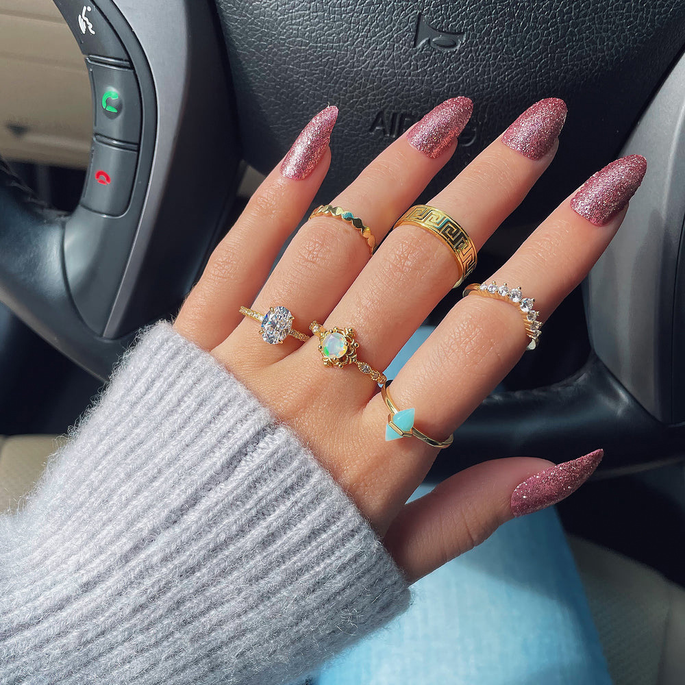 Luxurious Geometric Silver Plating Crystal Zircon Rings