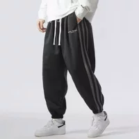 2XL-8XL спортивные брюки большого размера повседневные мужские ножки с тремя брусьями черные толстые толстые брюки для мальчиков