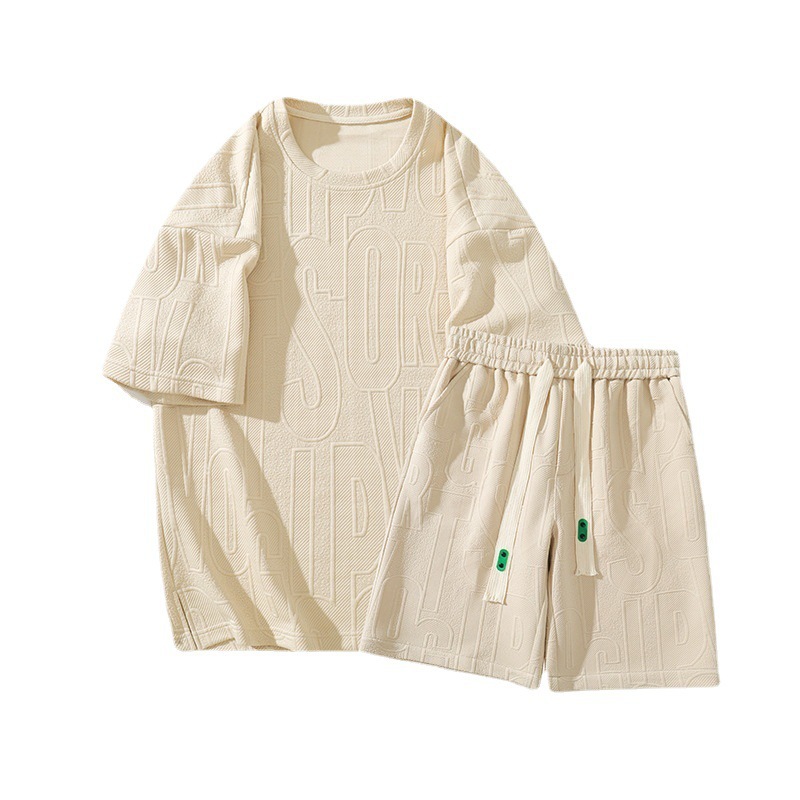 Camiseta de manga corta traje de pantalones cortos para hombres tendencia de verano suelto casual más gordo talla grande ropa de hombre gordo