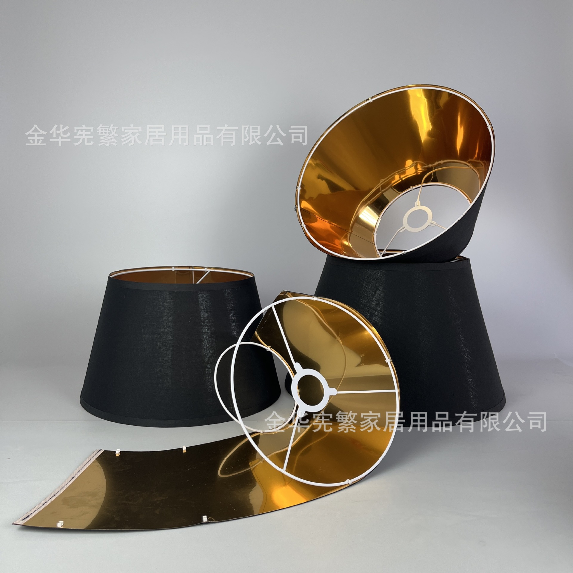E27 redondo KD recto desmontaje TC tela exterior negro oro interior cubierta de lámpara de PVC Europa América nórdica hotel dormitorio lámpara de escritorio candelabrera