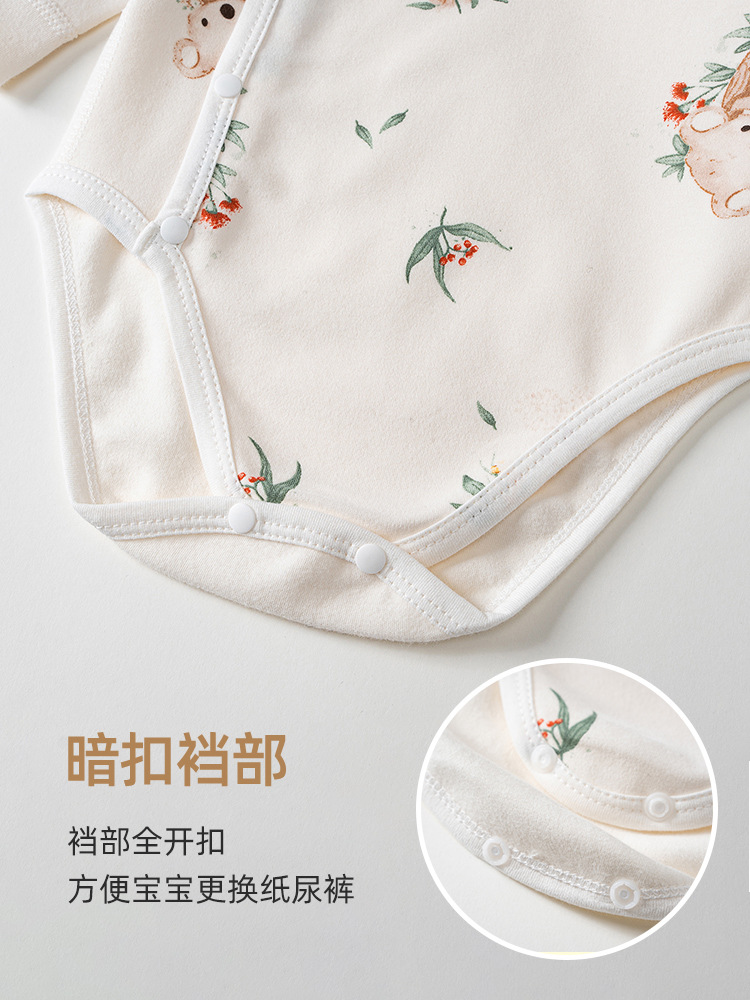 Ropa de pedo para bebé tipo A base otoño e invierno engrosado y relajante ropa para recién nacidos mameluco triangular de manga larga para mantener el calor