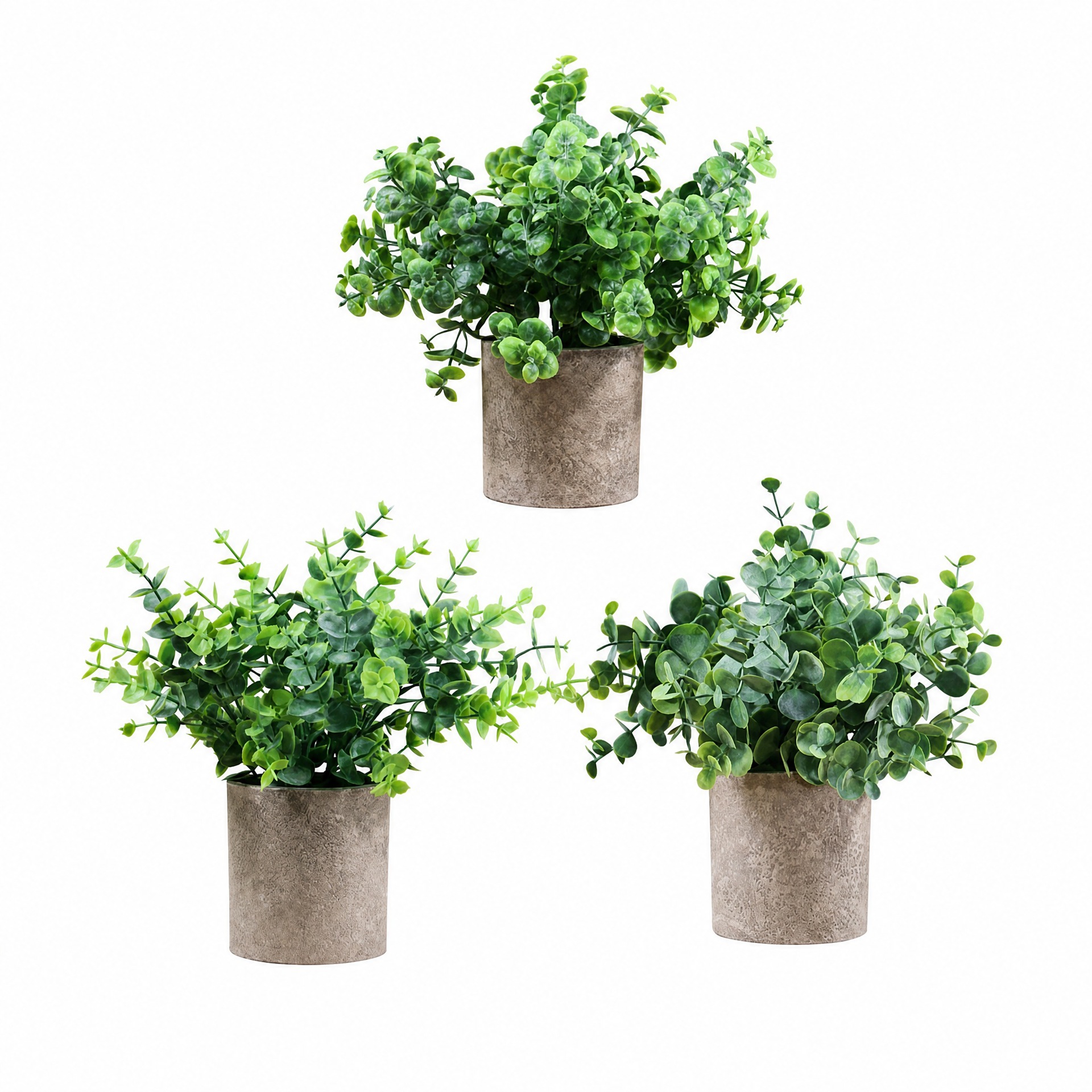 Juego de 3 piezas de plantas verdes artificiales en maceta con polvo, set de bonsái artificial de gran venta transfronteriza, artículos de decoración retro para el hogar. image 6