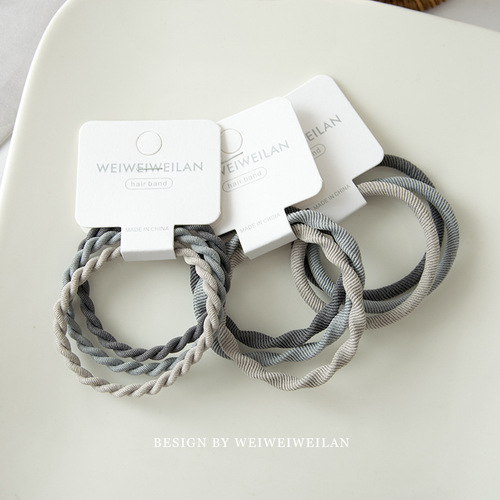 1 card 3 simple gray hair rope set ins cold style versatile basic high elastic rubber band small leather case for women