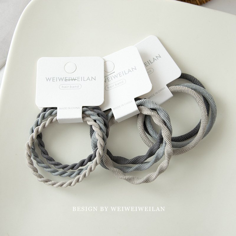 1 Card 3 Simple Gray Hair Rope Set Ins Cold Style Versatile Basic High Elastic Rubber Band Small Leather Case for Women 1 Card 3 Simple Gray Hair Rope Set Ins Cold Style Versatile Basic High Elastic Rubber Band Small Leather Case for Women