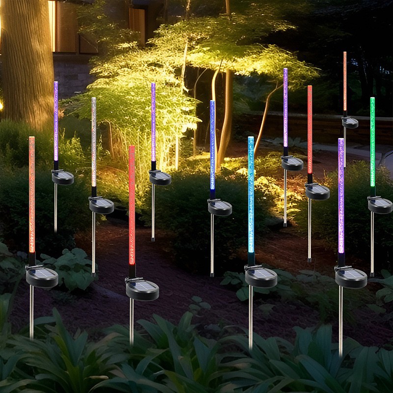 LED solar al aire libre lámpara de caña luminosa lámpara decorativa de césped colorida acrílica burbuja varilla lámpara de paisaje image 4