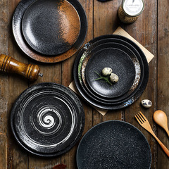 Cross-border ceramic shallow plate Japanese cuisine disc cake snack breakfast plate restaurant tableware Western steak plate wholesale