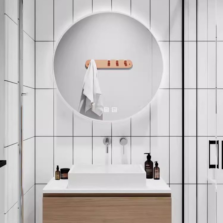 Espejo inteligente anti-nebble baño espejo led luminoso espejo de baño tira de lámpara marco de aleación de aluminio