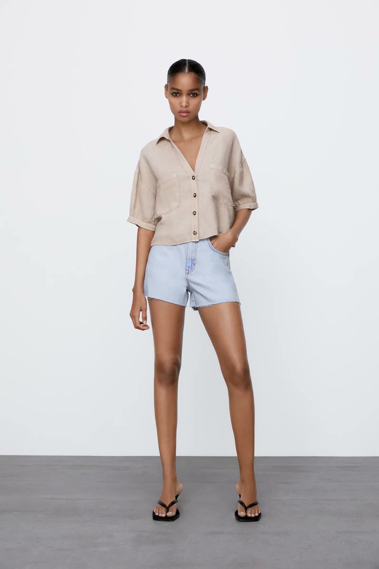 spring button front linen shirt  NSAM55384