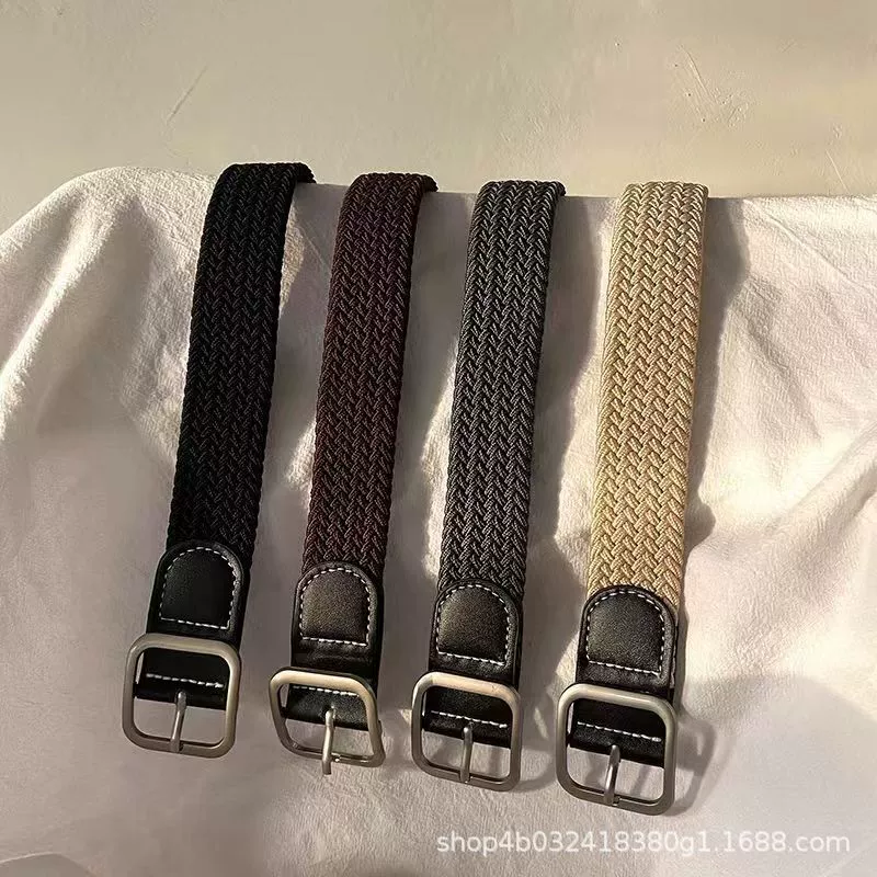 Woven Belt, Unisex Jeans Belt, 3.0 cm Width, Elastic Braided Casual Style, 100 cm