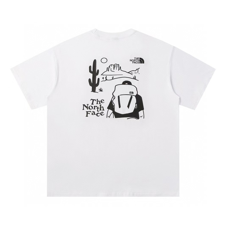 NTノースフェイスの純綿Tシャツの正しいバージョン、男性と女性用、カップル向けの同じスタイル、トレンディなプリント、幅広で多用途、カジュアル半袖|undefined