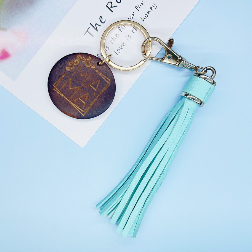15g Weight Keychain Classification 1 Piece Quantity Daily Occasion PU, Wood Material Mother'S Day Festival MAMA, Letter Pattern Women's Gender Tassel Design Romantic Style Romantic MAMA Letter PU Wood Tassel Mother'S Day Women's Keychain 12
