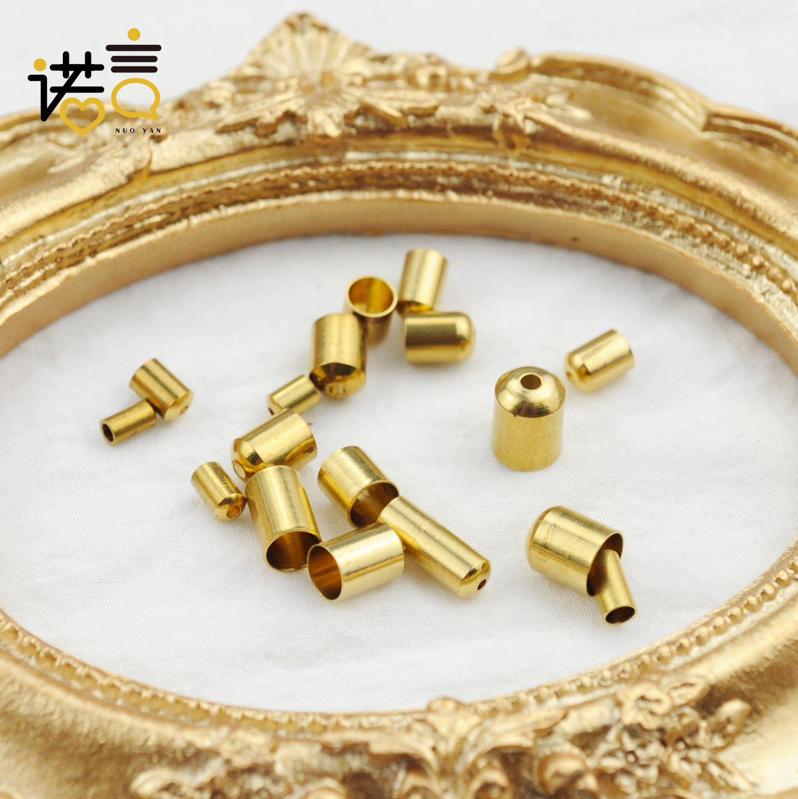 弧面弧形有孔无孔铜帽蜡绳挂件配件流苏帽弧形diy配饰手链绳帽