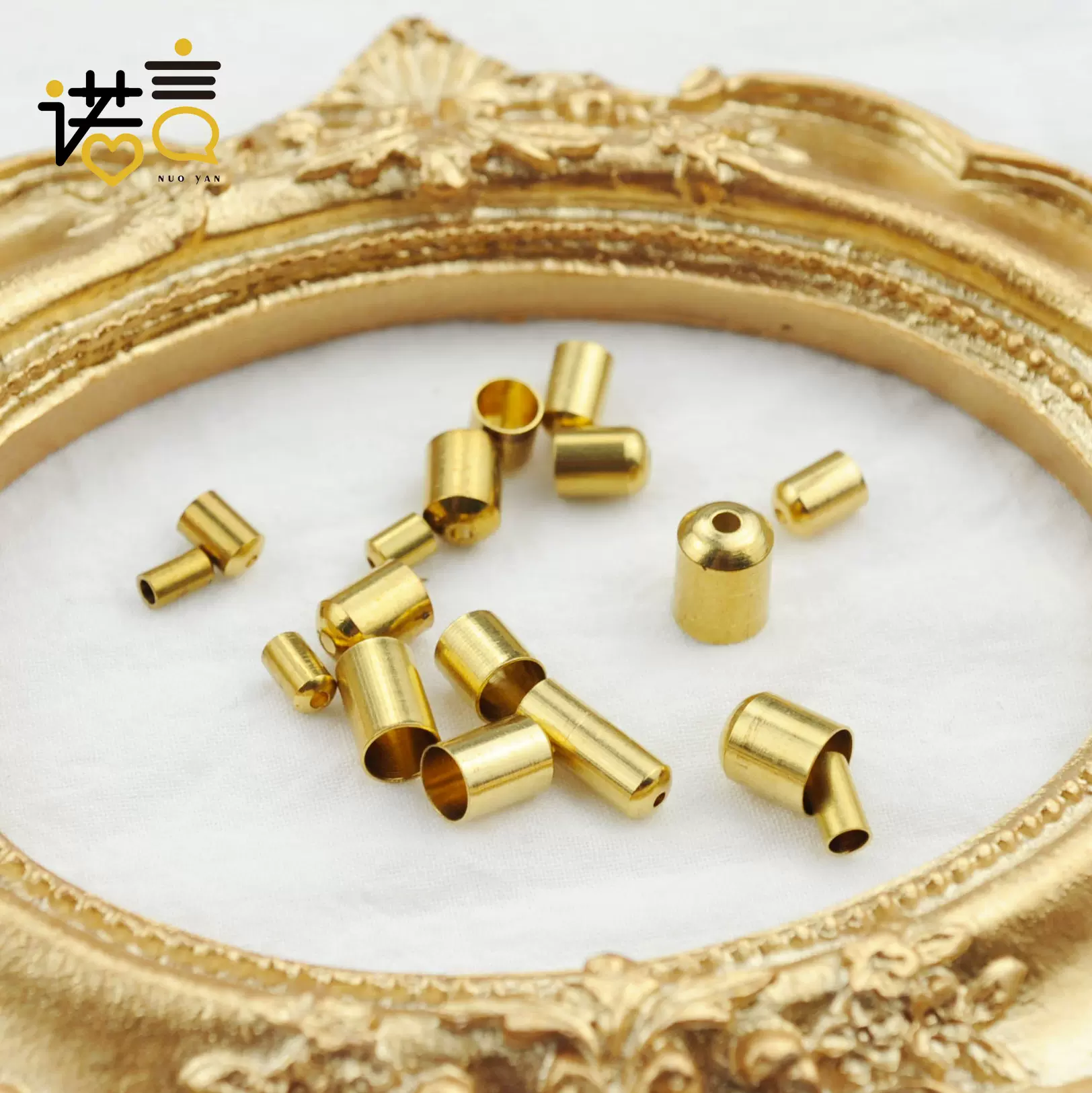 弧面弧形有孔无孔铜帽蜡绳挂件配件流苏帽弧形diy配饰手链绳帽