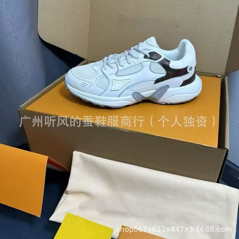 运动鞋网面鞋情侣2025新款系带老爹小白鞋厚底跑步鞋透气休闲|undefined
