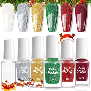Cross-border Christmas nail polish suit baking-free quick-drying lasting nail glitter sequins nail art jewelry explosions wholesale