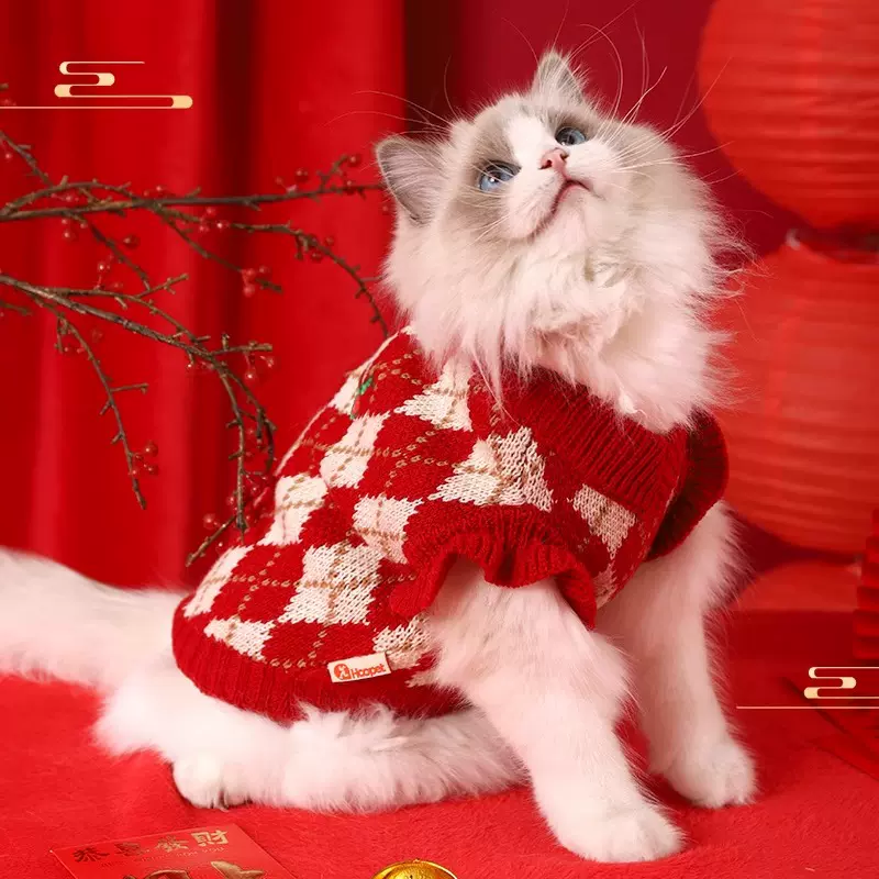 猫咪衣服新年的猫猫布偶秋冬德文毛衣宠物冬天狗狗小猫保暖狗冬季