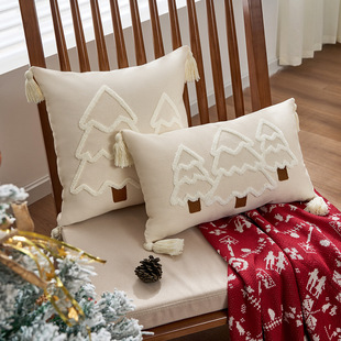 Amazon Cross Border Christmas Pillow Case, Christmas Tree Canvas Embroidered Pillow, Hanging Spike Decorative Sofa