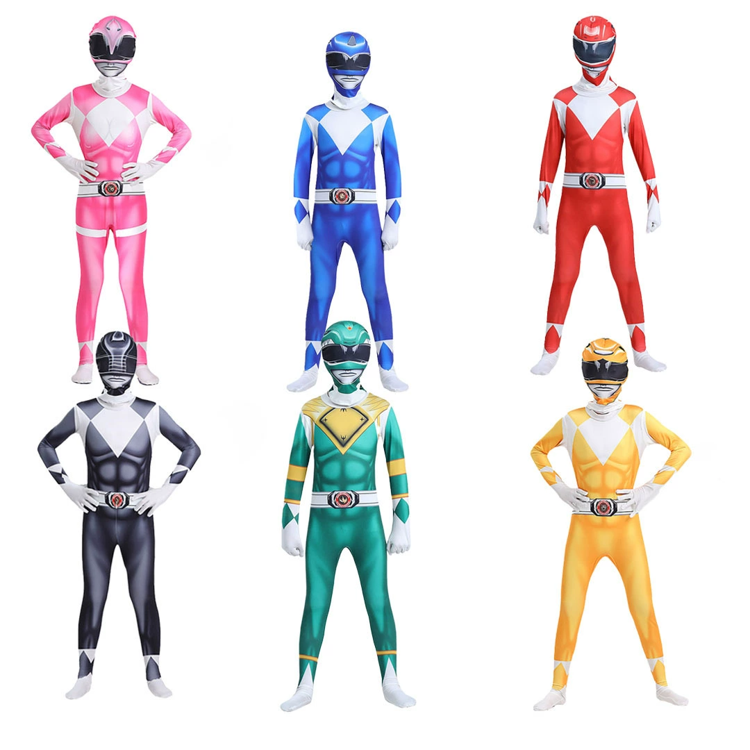 Комбинезон «Могучие рейнджеры» на Хэллоуин, обтягивающая одежда для детей и взрослых, костюмы для косплея, суперзверь