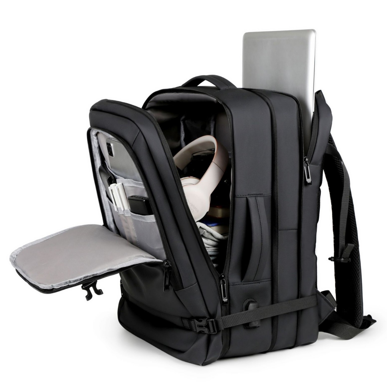 Mochila de Negocios para Laptop de Tela Oxford, Impermeable, Expandible, Carga USB, para Viajes de Negocios image 4