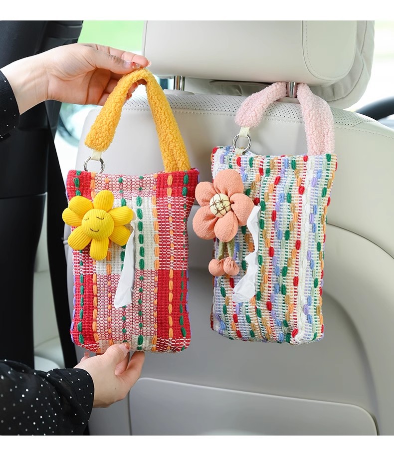 Fabric Creative Car Tissue Box Advanced Sense Car Hanging Car Paper Box Car Paper Box Car Paper Box Hanging Bag Goddess