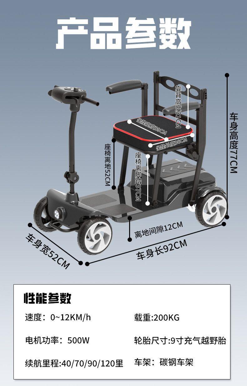 Newly Upgraded Folding Four-Wheel Electric Scooter for the Elderly, Smart Mobility Aid Vehicle for Home Use