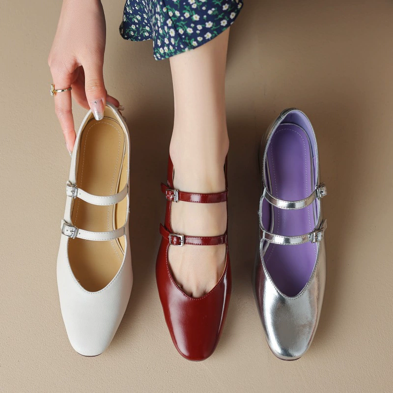 2023 Новый весна Кракет rough heading Silver Mary Zhen Shoes двойной затирание толстой подошвы обувь 3340 ярдов