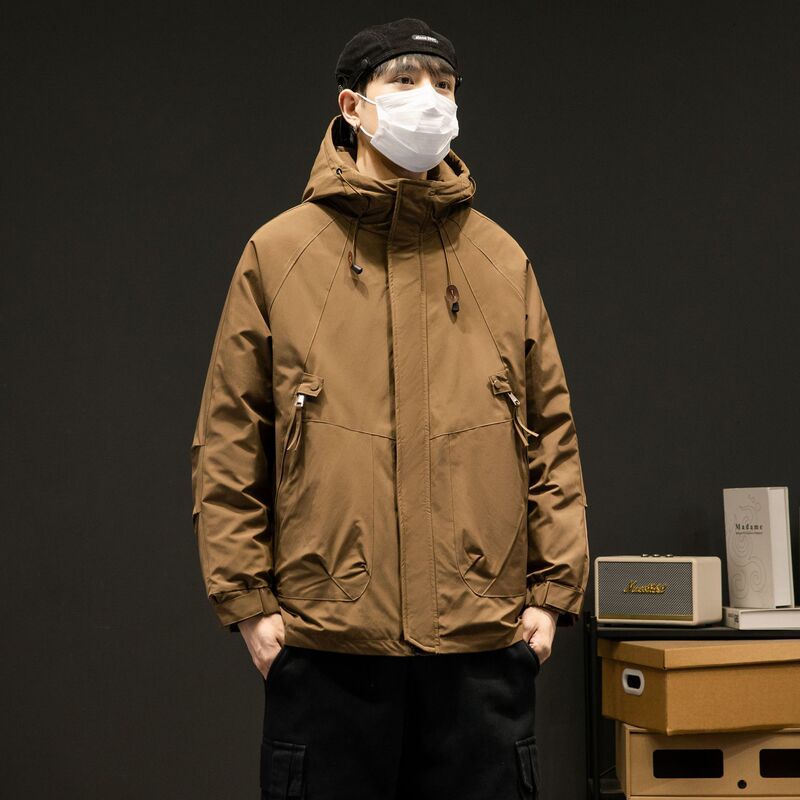 Men's Japanese-style heavy tooling outdoor down jacket new national standard 90% white duck down three-in-one detachable Internet celebrity