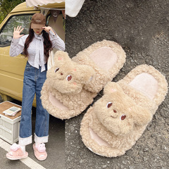 2025 新しい漫画かわいい平底ウール綿スリッパラムウールホームノンスリップウェアラブル綿の靴冬