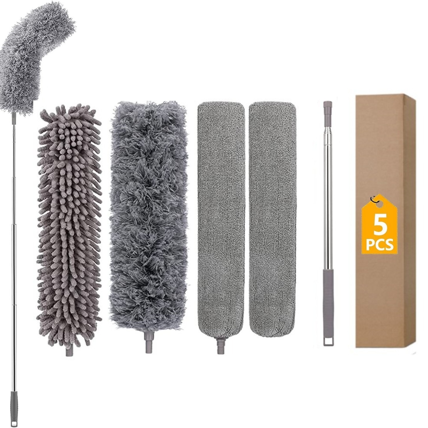 Actualización negrita varilla telescópica una varilla multi-Cabeza de microfibra chenille polvo plumero techo polvo cepillo plumero