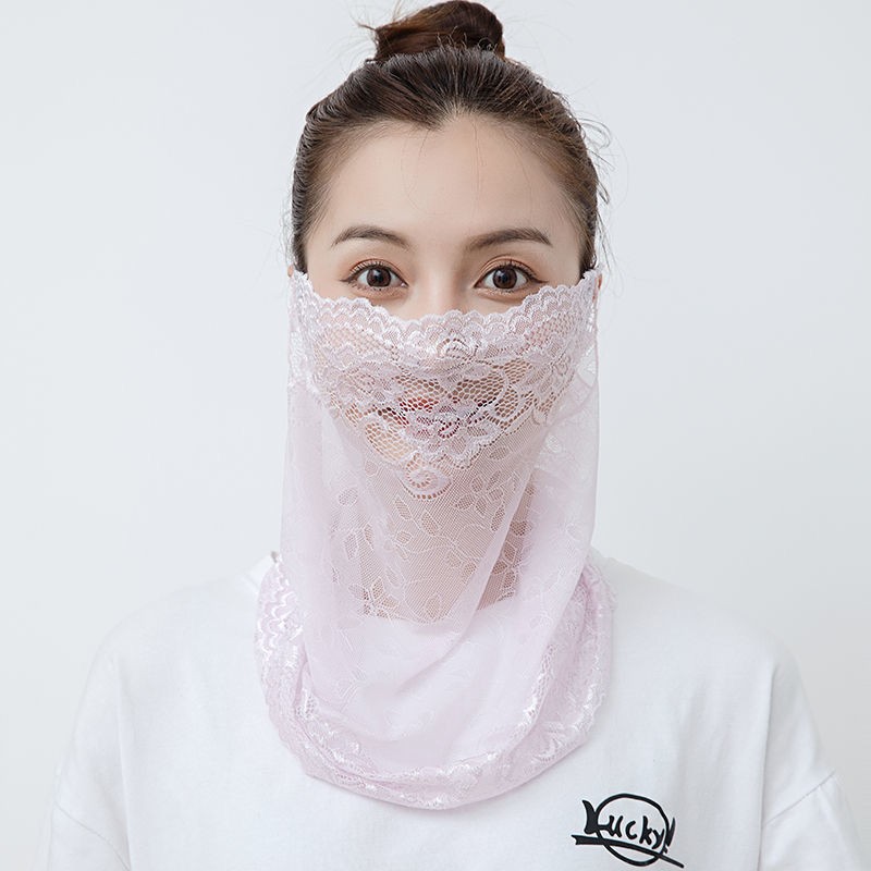Verano, bufandas de seda frías, protección solar, velo UV, máscara solar delgada para proteger el cuello.