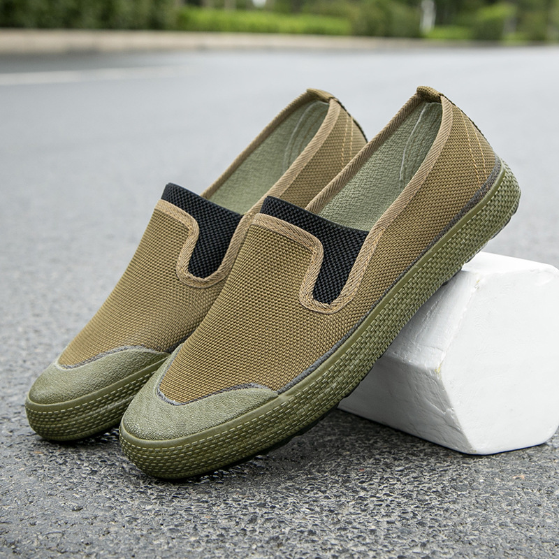 Spring and Summer Camouflage Liberation Shoes Men's Canvas Vulcanized Labor Shoes Migrant Workers Wear-resistant Labor Shoes Military Training Rubber Shoes Slip-on