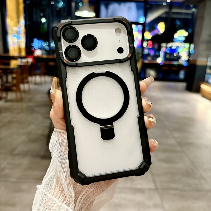 四角防摔适用苹果17支架磁吸手机壳iPhone16Proamx磨砂肤感镜头膜|undefined