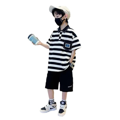 Korean TY children's fashion brand boys' polo shirt summer  new children's striped short-sleeve t-shirt big kid top